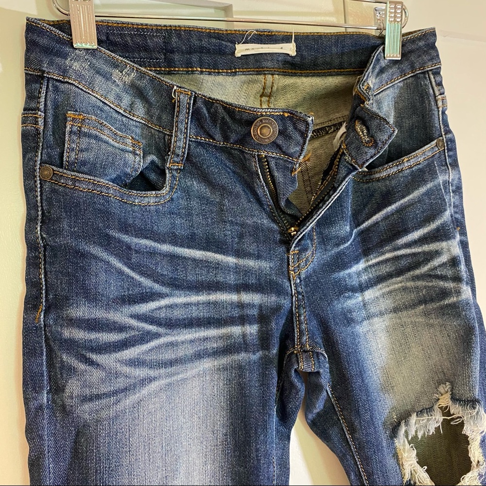 Machine Denim Skinny Stretch Distressed Jeans - Picture 4 of 12